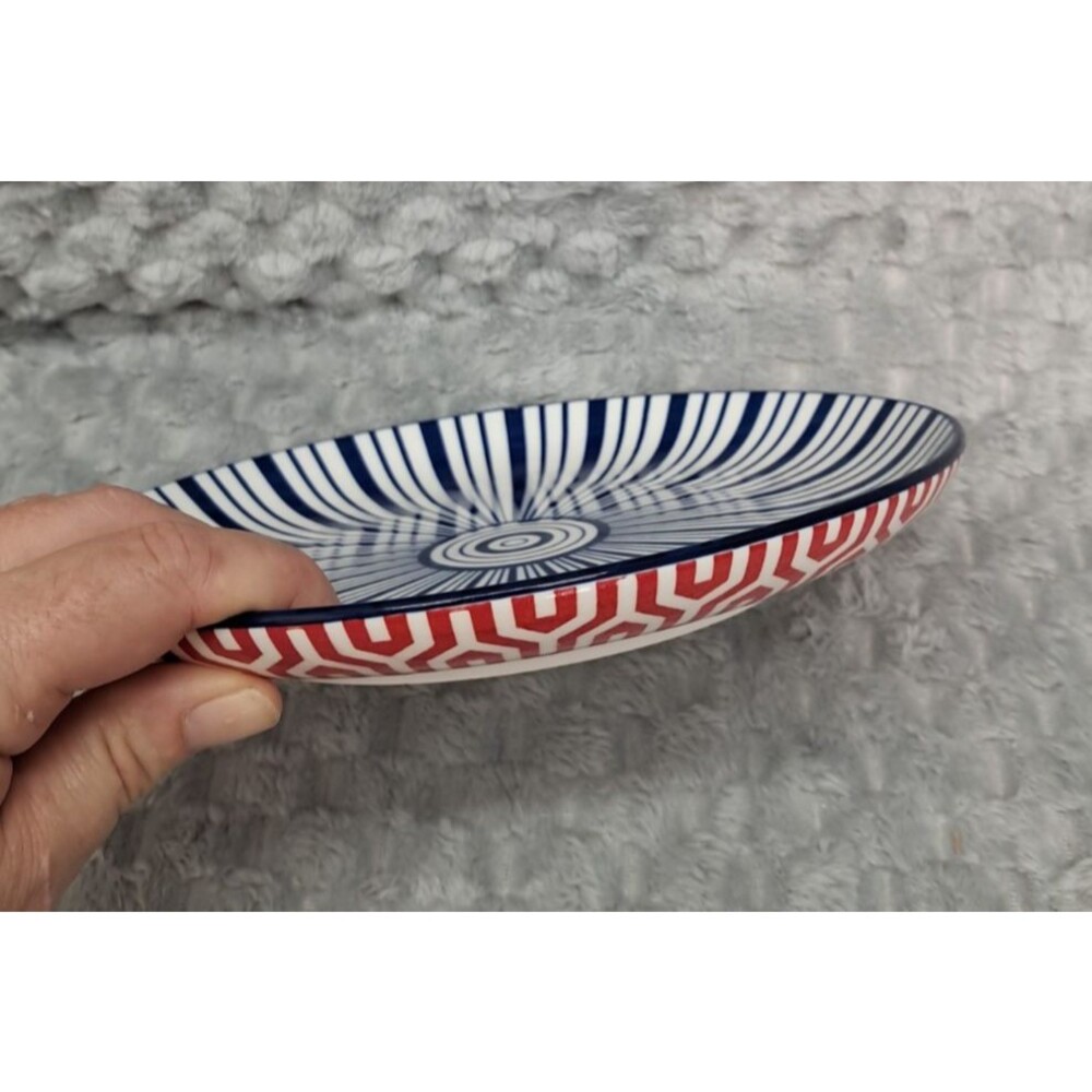Set 4 Selamica Porcelain Salad Plates 8" Colorful Geometric Ceramic Dinnerware - Picture 9 of 15